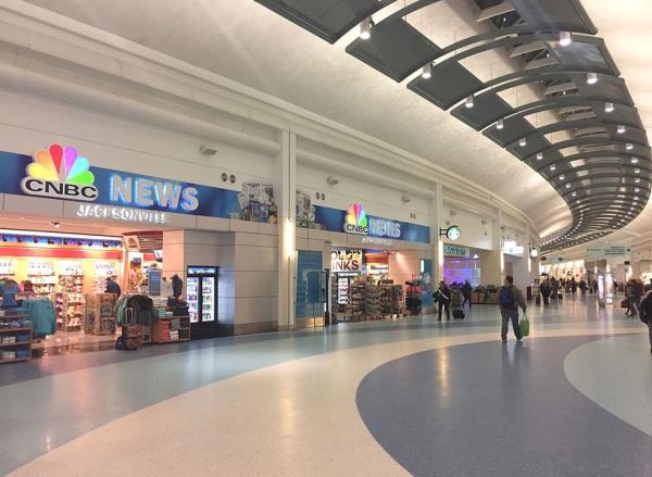 Nearly empty concourse at the Jacksonville International Airport